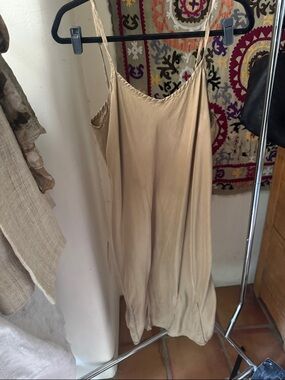 Lovemadeline Sand Satin Slip Dress